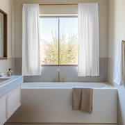 White Small Linen Bathroom Curtains