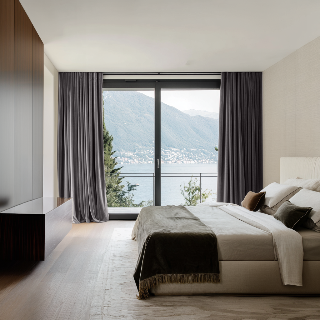 Grey Velvet Soundproof Curtains with Multitape