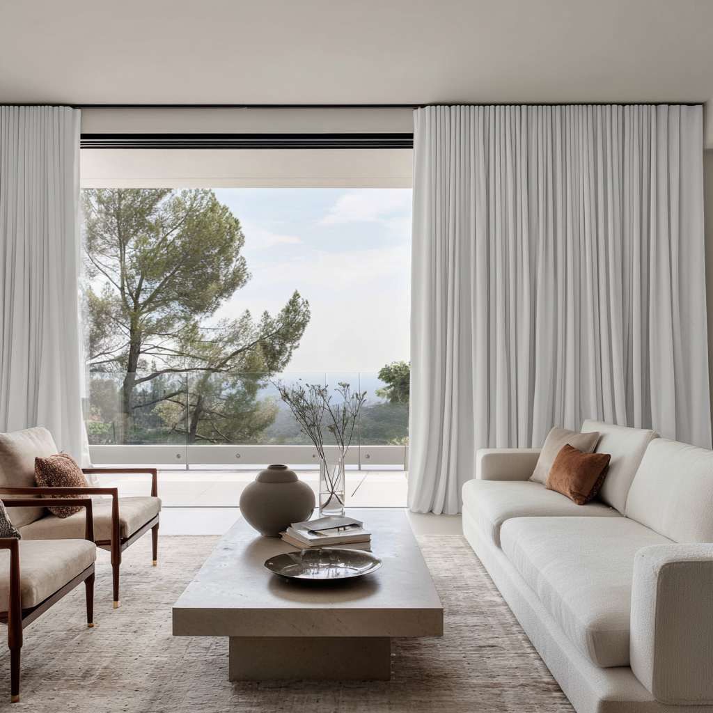 Off-White Velvet Soundproof Curtains with Multitape