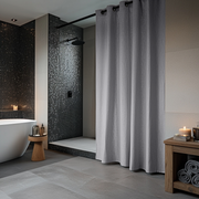 Stone Grey Hookless Linen Shower Curtain