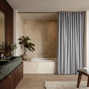 Stone Grey Hookless Linen Waterproof  Shower Curtain