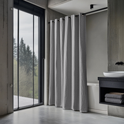 Stone Grey Hookless Linen Shower Curtain