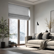 Stone Grey Linen Roman Blinds - Blackout Lining