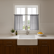 Stone Grey Linen Kitchen Curtains