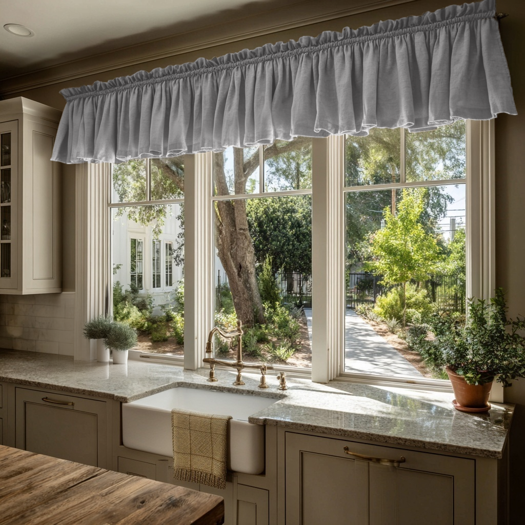 Stone Grey Linen Valance - Blackout Lining