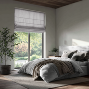 Stone Grey Linen Roman Blinds - Cotton Lining