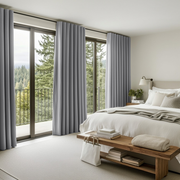 Stone Grey Linen Thermal Curtains with Multitape