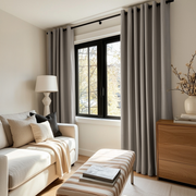 Stone Grey Linen Thermal Eyelet Curtains