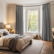 Stone Grey Linen Thermal Pencil Pleat Curtains