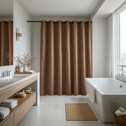Tawny Brown Hookless Linen Shower Curtain