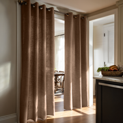 Tawny Brown Linen Doorway Curtains with Eyelets