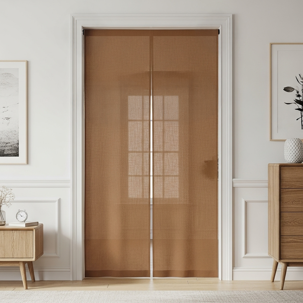 Tawny Brown Linen Noren Curtain