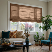Tawny Brown Linen Relaxed Roman Blinds