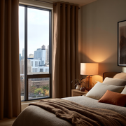 Tawny Brown Linen Thermal Eyelet Curtains