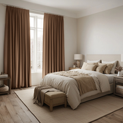 Tawny Brown Linen Thermal Pencil Pleat Curtains