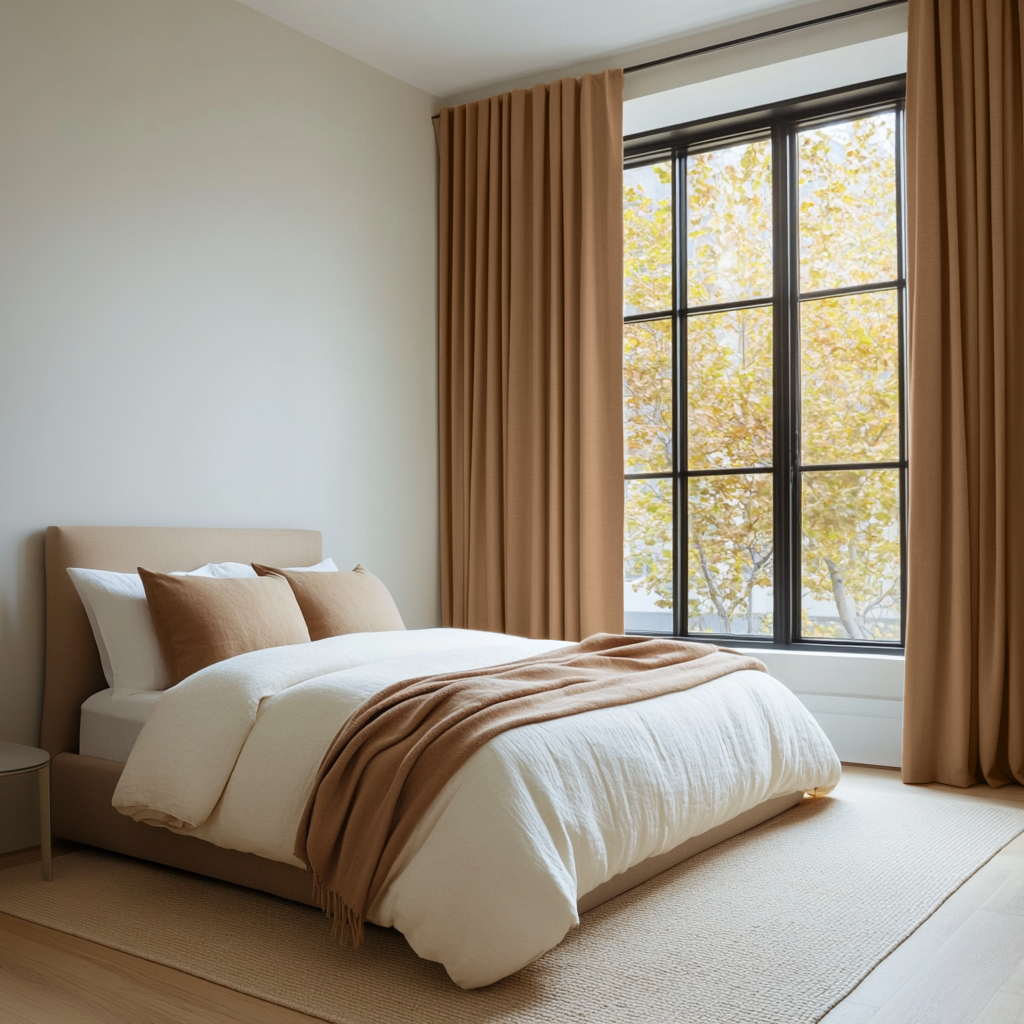 Tawny Warm Brown Bedroom Blackout Curtains 