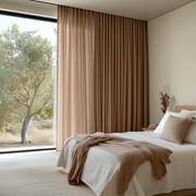 Tawny Warm Brown Bedroom Curtains - Unlined