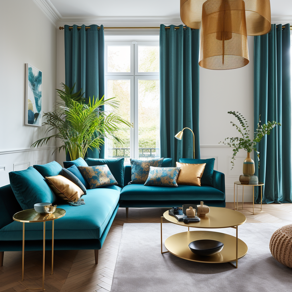 Teal Eyelet Blackout Velvet Curtain