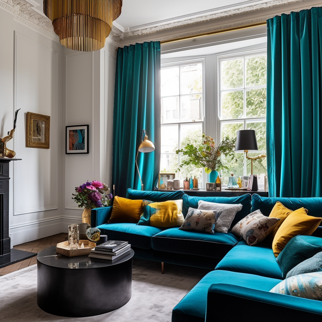 Teal Velvet Blackout Back Tab Curtain