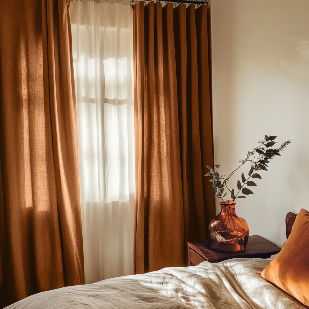Terracotta Clay Bedroom Curtains