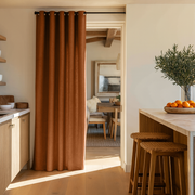 Terracotta Heavy Weight Linen Doorway Curtain with Eyelets