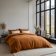 Terracotta Heavy Weight Linen Quilt Cover