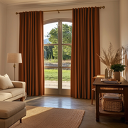 Terracotta Heavy Weight Linen Thermal Curtains with Multitape