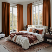Terracotta Heavy Weight Linen Thermal Pencil Pleat Curtains