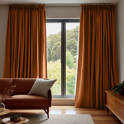 Terracotta Heavy Weight Linen Thermal Pinch Pleat Curtains