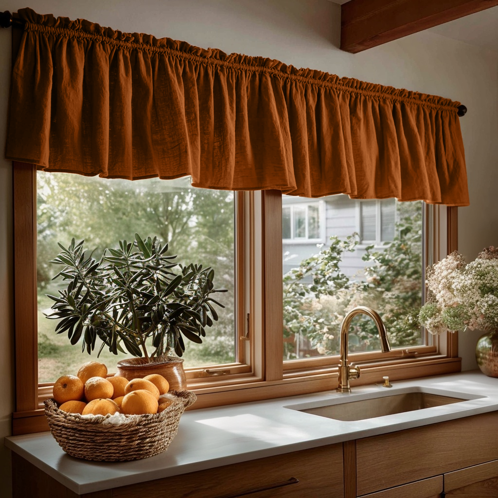 Terracotta Heavyweight Linen Valance - Blackout Lining