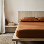 Terracotta Clay Washed Linen Heavyweight Extra Deep Fitted Sheet 