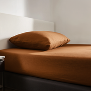 Terracotta Clay Washed Linen Heavyweight Extra Deep Fitted Sheet 