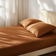 Terracotta Clay Washed Linen Heavyweight Extra Deep Fitted Sheet 