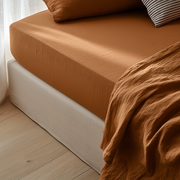 Terracotta Clay Washed Linen Heavyweight Extra Deep Fitted Sheet 