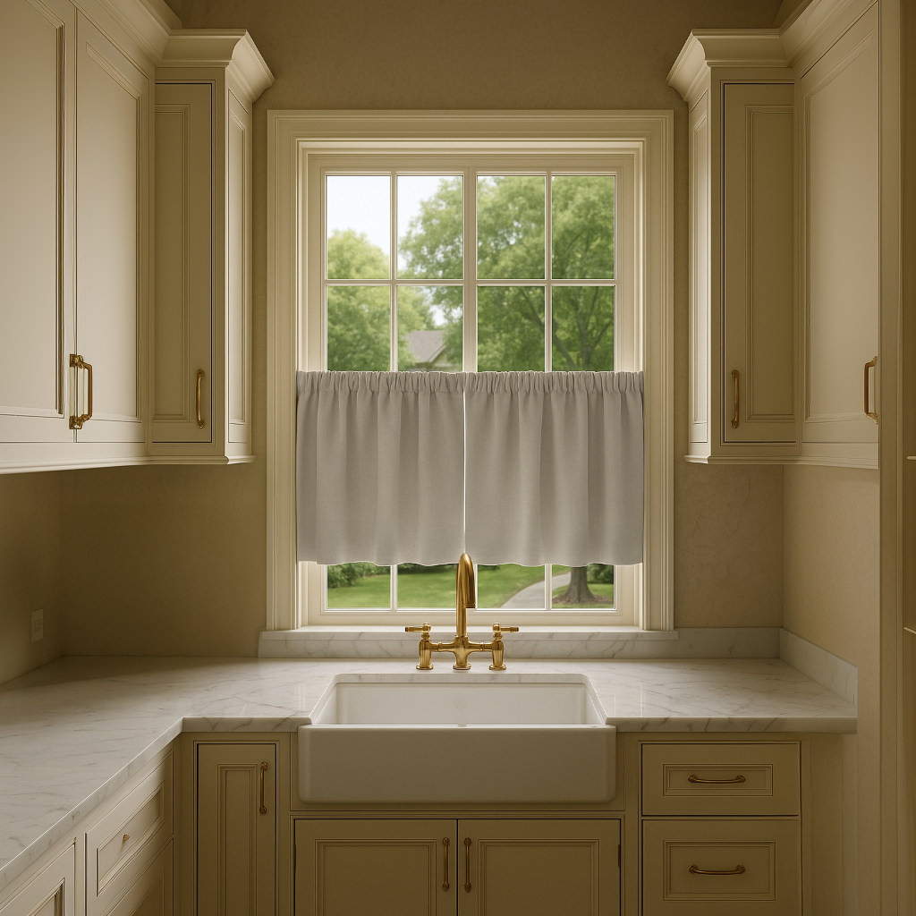 Off-White Thermal Linen Kitchen Curtains