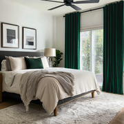 Emerald Green Velvet Back Tab Blackout Curtains