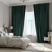 Hunter Green Velvet Blackout Back Tab Curtain