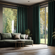 Hunter Green Velvet Blackout Eyelet Curtain
