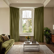 Olive Green Velvet Blackout Pencil Pleat Curtain