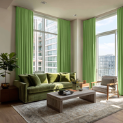 Light Green Velvet Blackout S-Fold Curtain