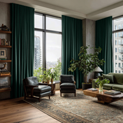 Hunter Green Velvet Blackout S-Fold Curtain