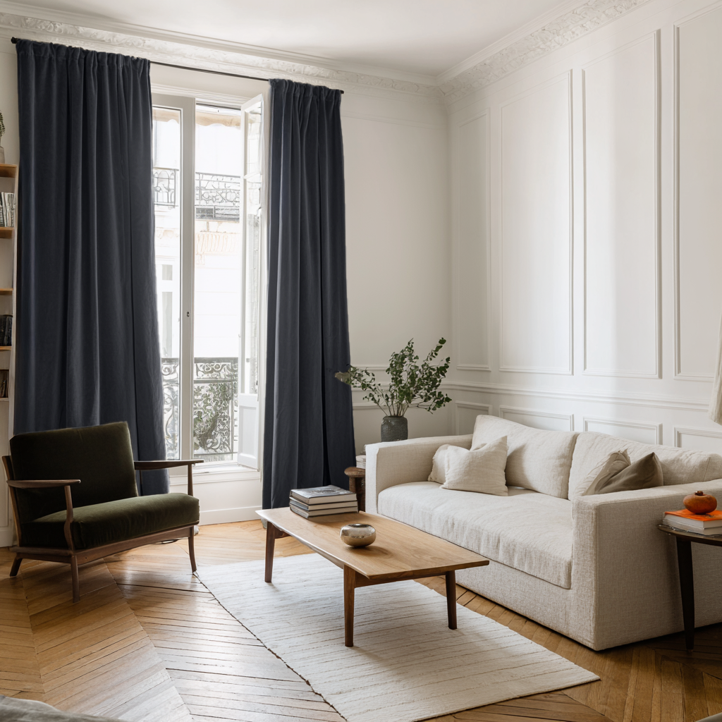 Dark Grey Velvet Soundproof Curtains with Multitape