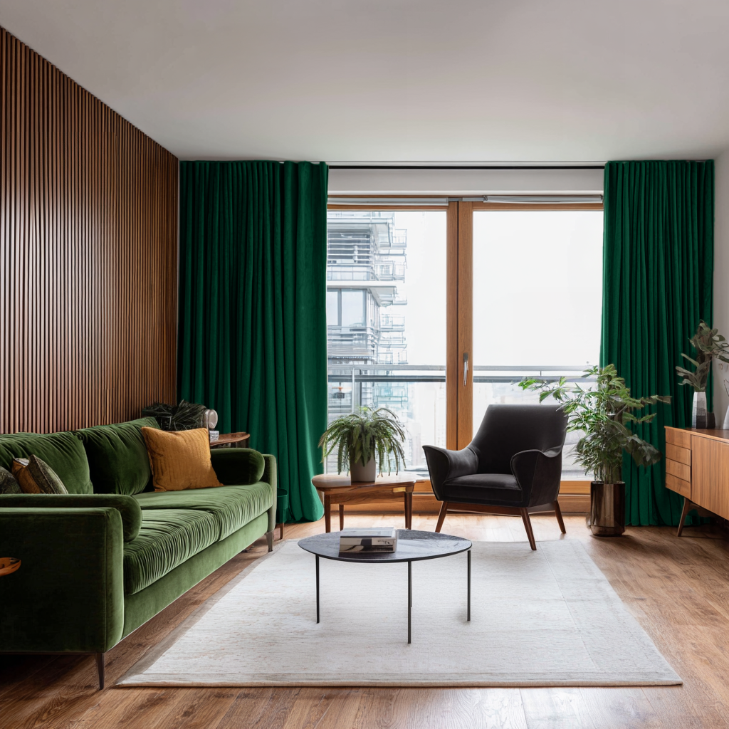 Emerald Green Velvet Soundproof Curtains with Multitape