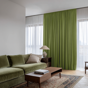 Moss Green Velvet Soundproof Curtains with Multitape