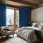 Steel Blue Velvet Soundproof Curtains with Multitape