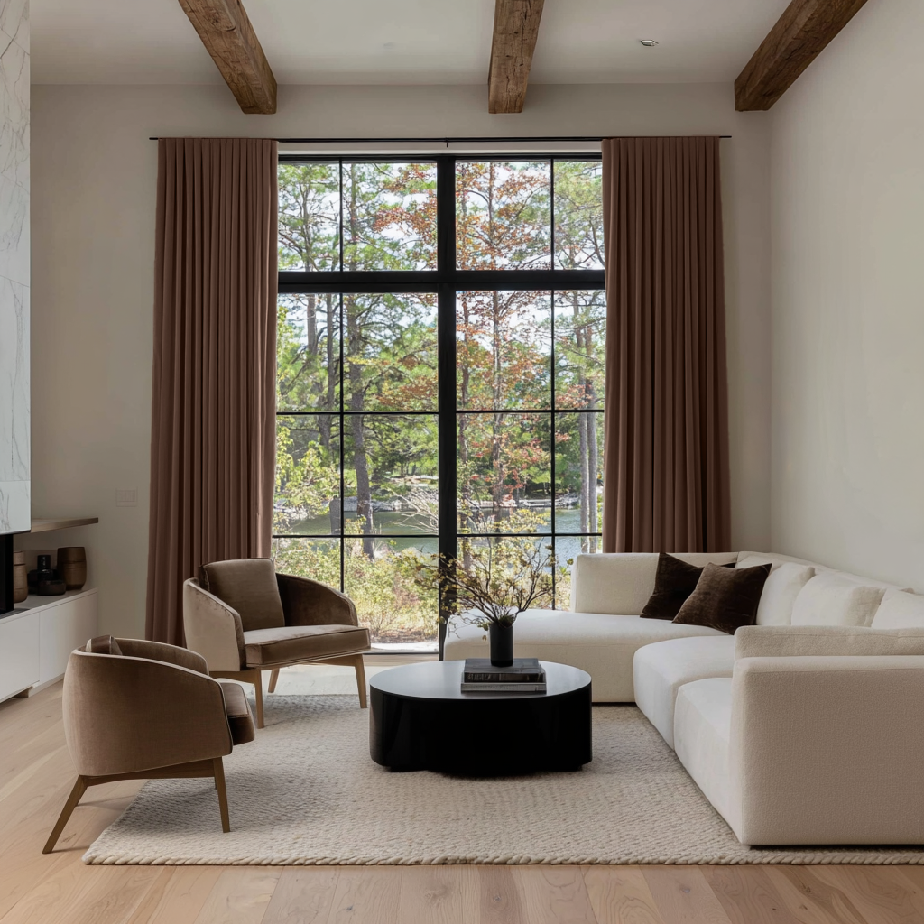 Chocolate Brown Velvet Soundproof Curtains with Multitape