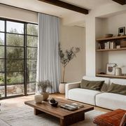 Off-White Velvet Soundproof Curtains with Multitape