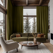 Olive Green Velvet Soundproof Curtains with Multitape