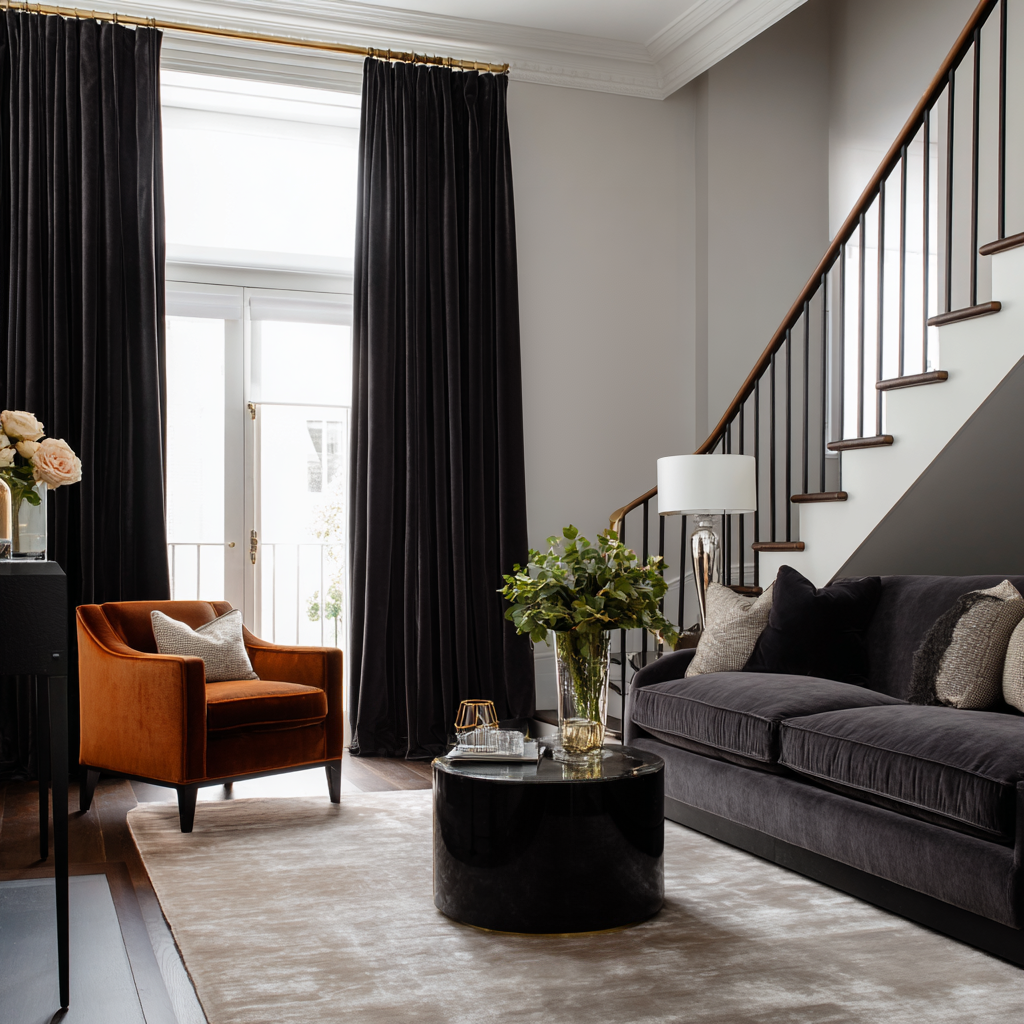 Black Velvet Thermal Curtains with Multitape