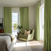 Moss Green Velvet Thermal Curtains with Multitape
